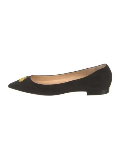 Pre-owned Christian Louboutin Suede Graphic Print Ballet Flats In Black