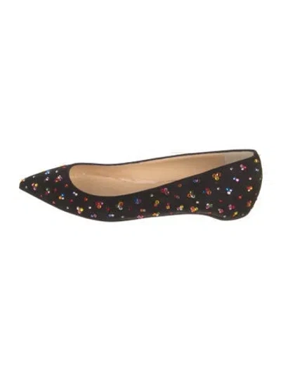 Pre-owned Christian Louboutin Suede Graphic Print Ballet Flats In Black