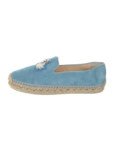 Pre-owned Christian Louboutin Suede Graphic Print Espadrilles In Blue
