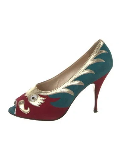 Pre-owned Christian Louboutin Suede Graphic Print Pumps In Blue