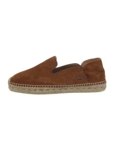 Pre-owned Christian Louboutin Suede Grosgrain Trim Espadrilles In Brown