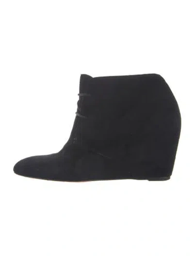 Pre-owned Christian Louboutin Suede Lace-up Boots In Blue