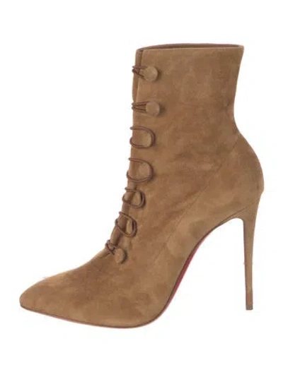 Pre-owned Christian Louboutin Suede Lace-up Boots In Brown