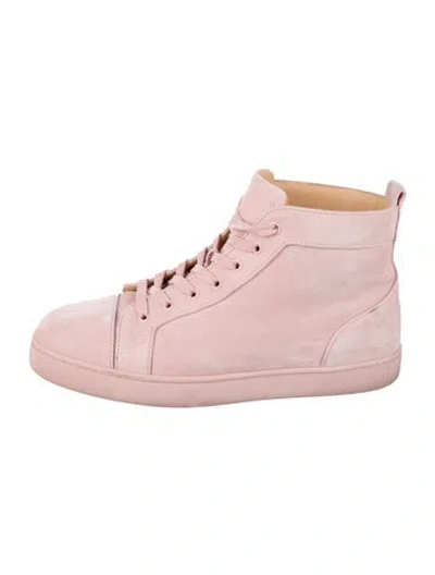 Pre-owned Christian Louboutin Suede Lace-up Boots In Pink