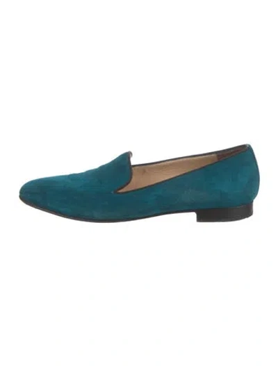 Pre-owned Christian Louboutin Suede Loafers In Blue