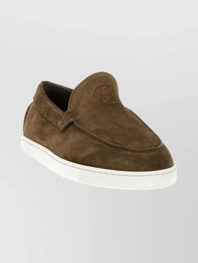 Christian Louboutin Suede Loafers Rubber Sole In Neutral