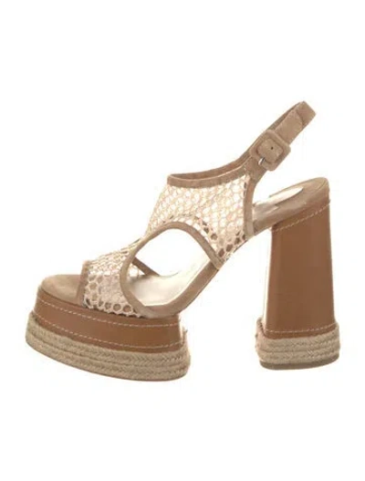 Pre-owned Christian Louboutin Suede Mesh Accents T-strap Sandals In Brown