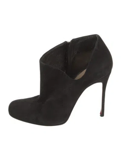 Pre-owned Christian Louboutin Suede Mules In Black