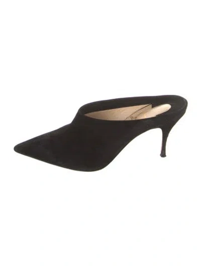 Pre-owned Christian Louboutin Suede Mules In Black