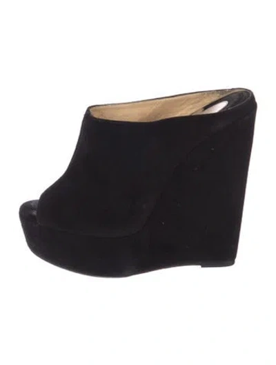 Pre-owned Christian Louboutin Suede Mules In Black
