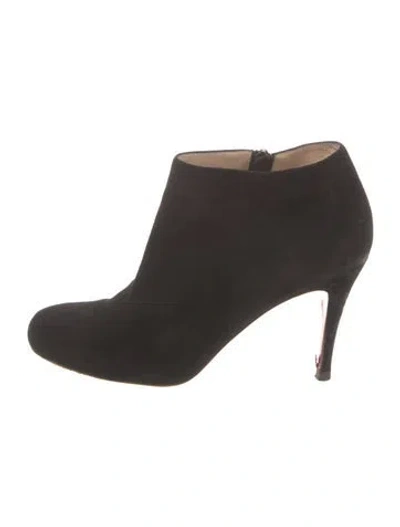 Pre-owned Christian Louboutin Suede Mules In Black