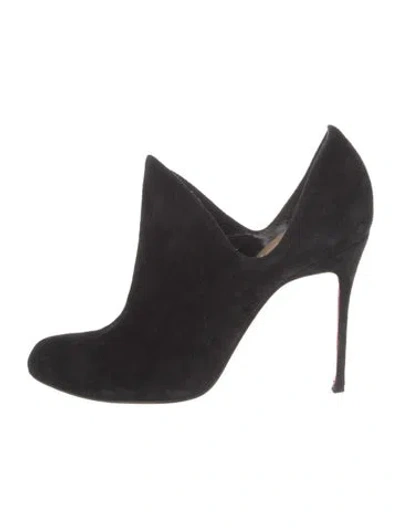 Pre-owned Christian Louboutin Suede Mules In Black