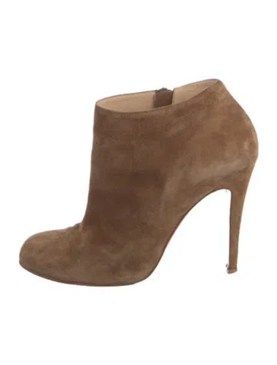 Pre-owned Christian Louboutin Suede Mules In Brown