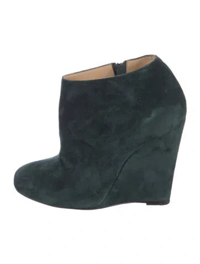 Pre-owned Christian Louboutin Suede Mules In Green