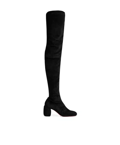 Christian Louboutin Minny Suede Over-the-knee Boots In Black