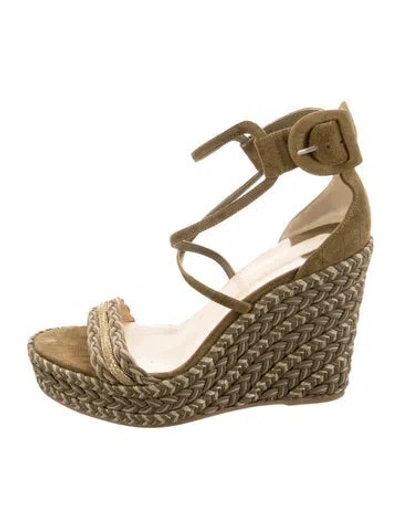 Pre-owned Christian Louboutin Suede Patterned Espadrilles