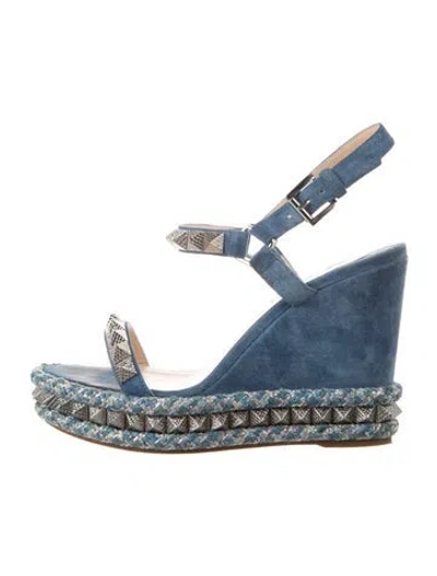 Pre-owned Christian Louboutin Suede Patterned Espadrilles In Blue