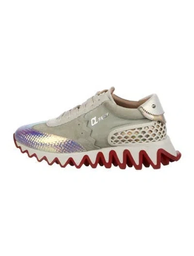 Pre-owned Christian Louboutin Suede Patterned Sneakers In Neutral