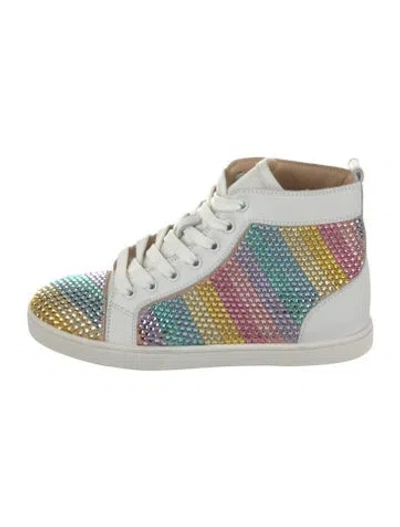 Pre-owned Christian Louboutin Suede Printed Sneakers In Neutral