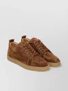 Christian Louboutin Louis Junior Suede Sneakers With Eyelet Detailing In Brown