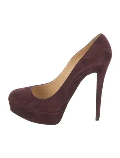 Pre-owned Christian Louboutin Suede Pumps In Burgundy