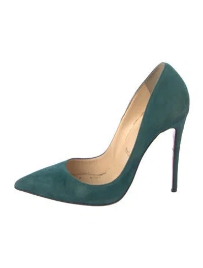 Pre-owned Christian Louboutin Suede Pumps In Green