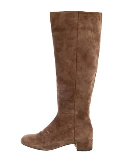 Pre-owned Christian Louboutin Suede Riding Boots In Brown