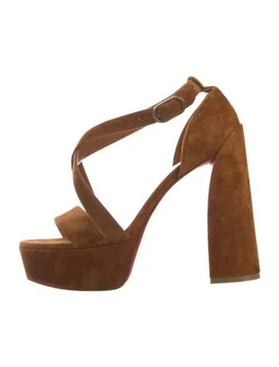 Pre-owned Christian Louboutin Suede Sandals In Brown