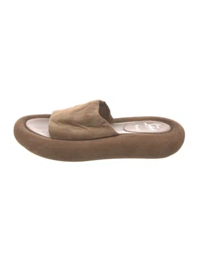 Pre-owned Christian Louboutin Suede Slides In Brown