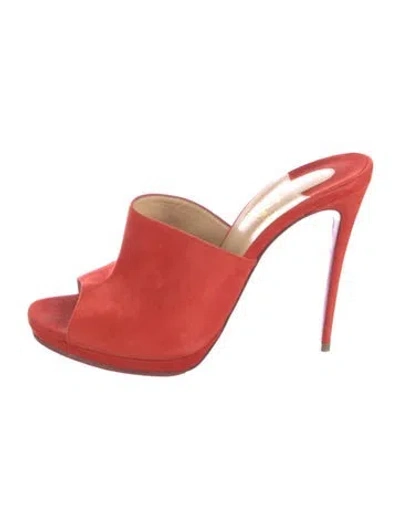 Pre-owned Christian Louboutin Suede Slides In Orange
