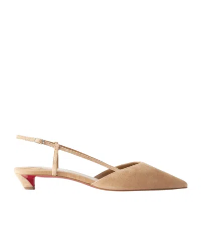 Christian Louboutin Miss Z Slingina 25 Suede Slingback Pumps In Neutral