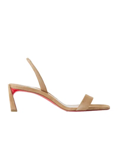 Christian Louboutin O Condora 55 Suede Slingback Sandals In Neutral