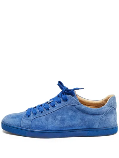 Pre-owned Christian Louboutin Suede Sneakers In Blue
