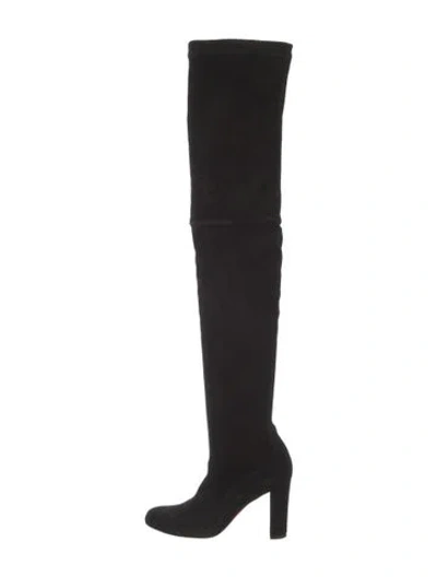 Pre-owned Christian Louboutin Suede Sock Boots In Black
