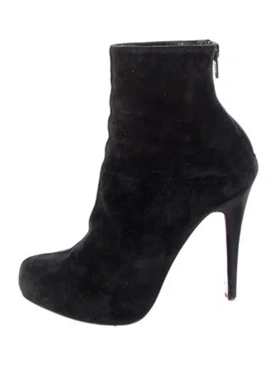 Pre-owned Christian Louboutin Suede Sock Boots In Black