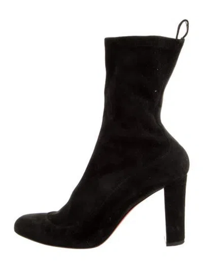 Pre-owned Christian Louboutin Suede Sock Boots In Black