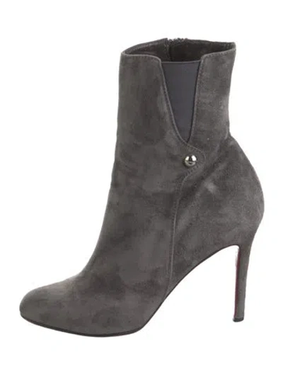 Pre-owned Christian Louboutin Suede Sock Boots In Gray