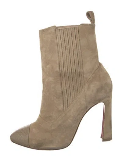 Pre-owned Christian Louboutin Suede Sock Boots In Neutral