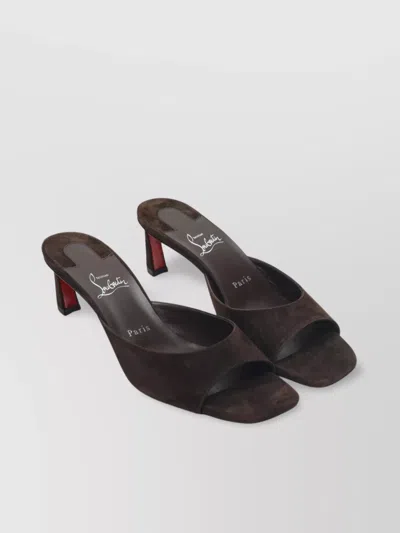Christian Louboutin Suede Square Toe Stiletto Heel Mules