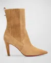 Christian Louboutin Suede Stiletto Red Sole Chelsea Booties In Beige