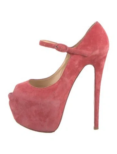Pre-owned Christian Louboutin Suede Striped Pumps In Pink