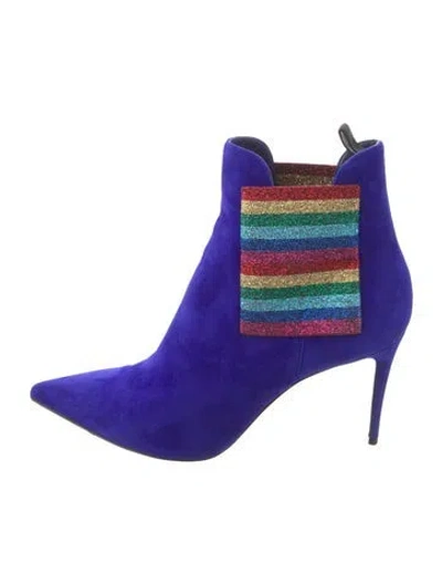 Pre-owned Christian Louboutin Suede Striped Sock Boots