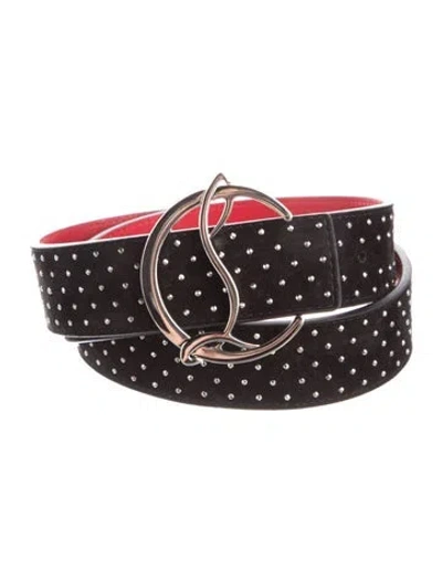 Pre-owned Christian Louboutin Suede Studded Accents Belt In Black