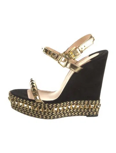 Pre-owned Christian Louboutin Suede Studded Accents Espadrilles In Multi