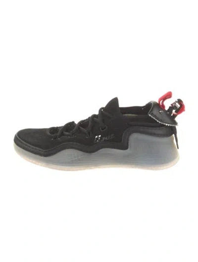 Pre-owned Christian Louboutin Suede Studded Accents Sneakers In Black