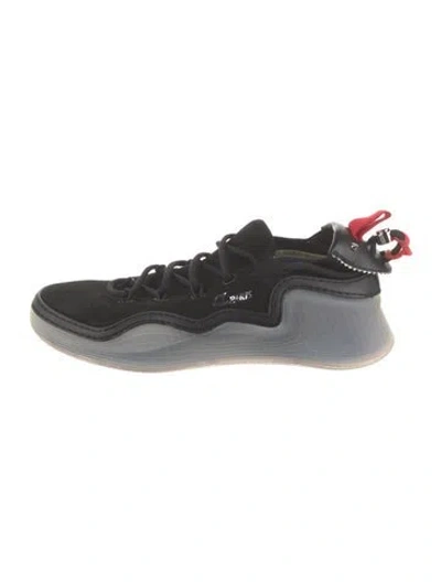 Pre-owned Christian Louboutin Suede Studded Accents Sneakers In Black