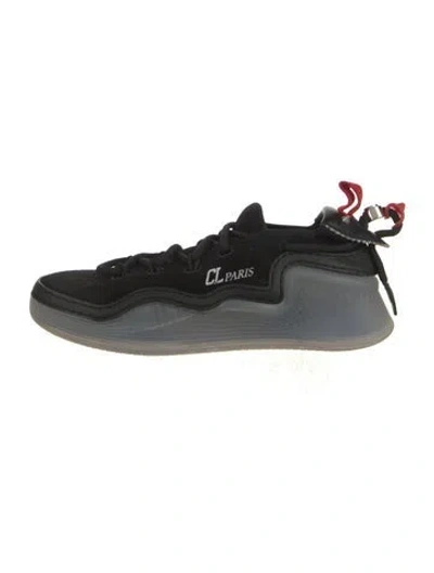 Pre-owned Christian Louboutin Suede Studded Accents Sneakers In Black