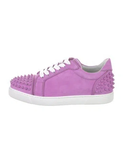 Pre-owned Christian Louboutin Suede Studded Accents Sneakers In Purple