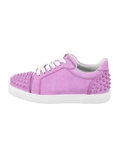 Pre-owned Christian Louboutin Suede Studded Accents Sneakers In Purple