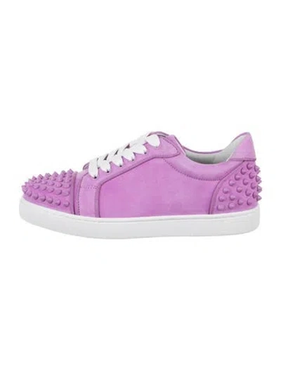 Pre-owned Christian Louboutin Suede Studded Accents Sneakers In Purple